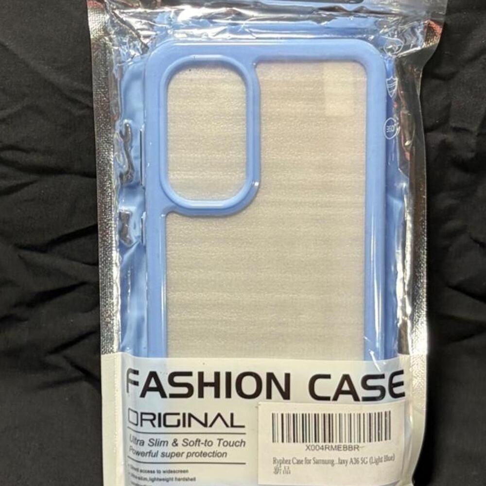 🚨 Samsung Galaxy A36, Shockproof Bumper Blue Border Clear Cover Case 📱